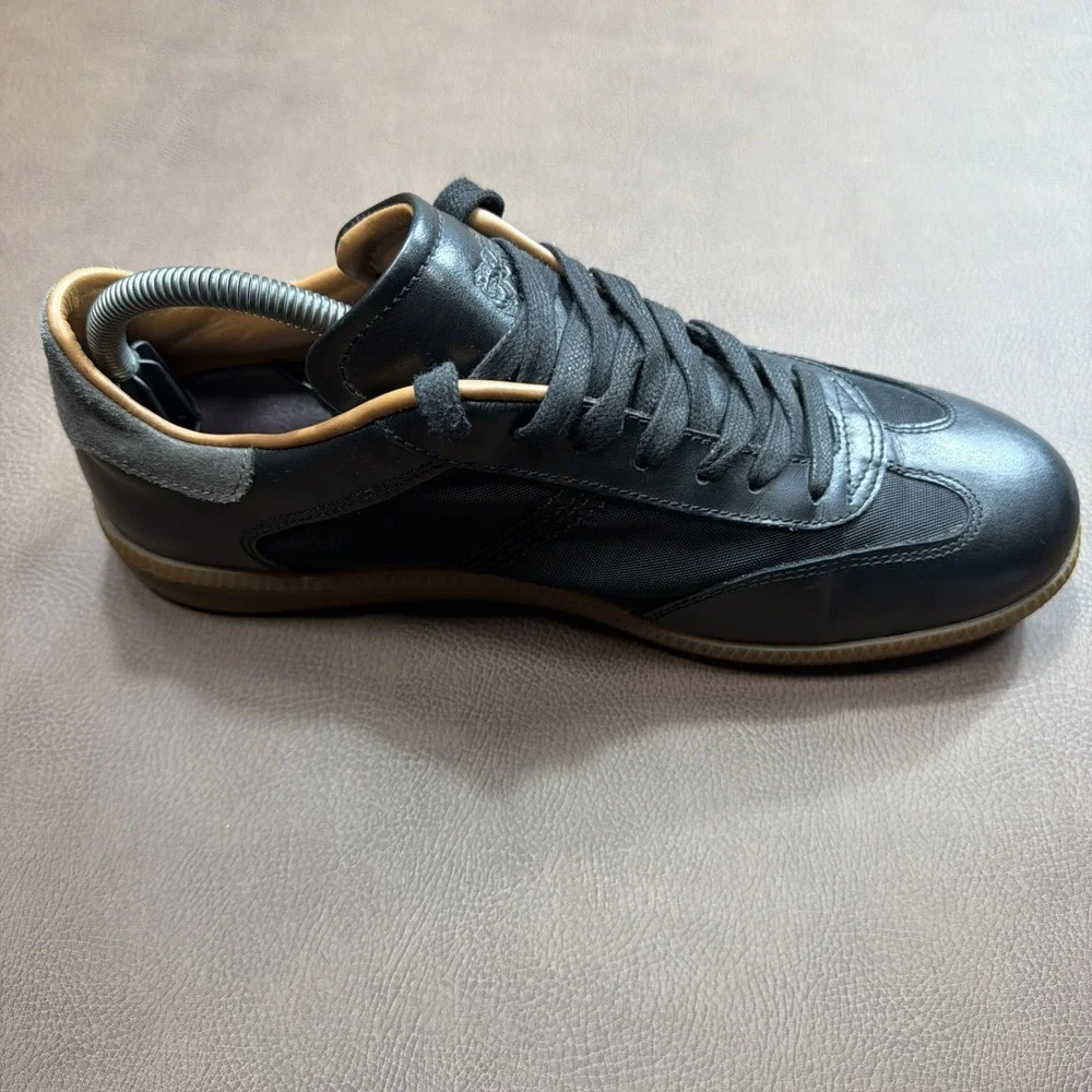 BRUNO MAGLI ITALY Dano Leather Sneakers Men 10.5 Black Gum Casual Shoes $298 New